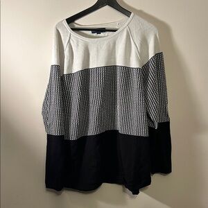 Karen Scott Black and White Colorblock Sweater